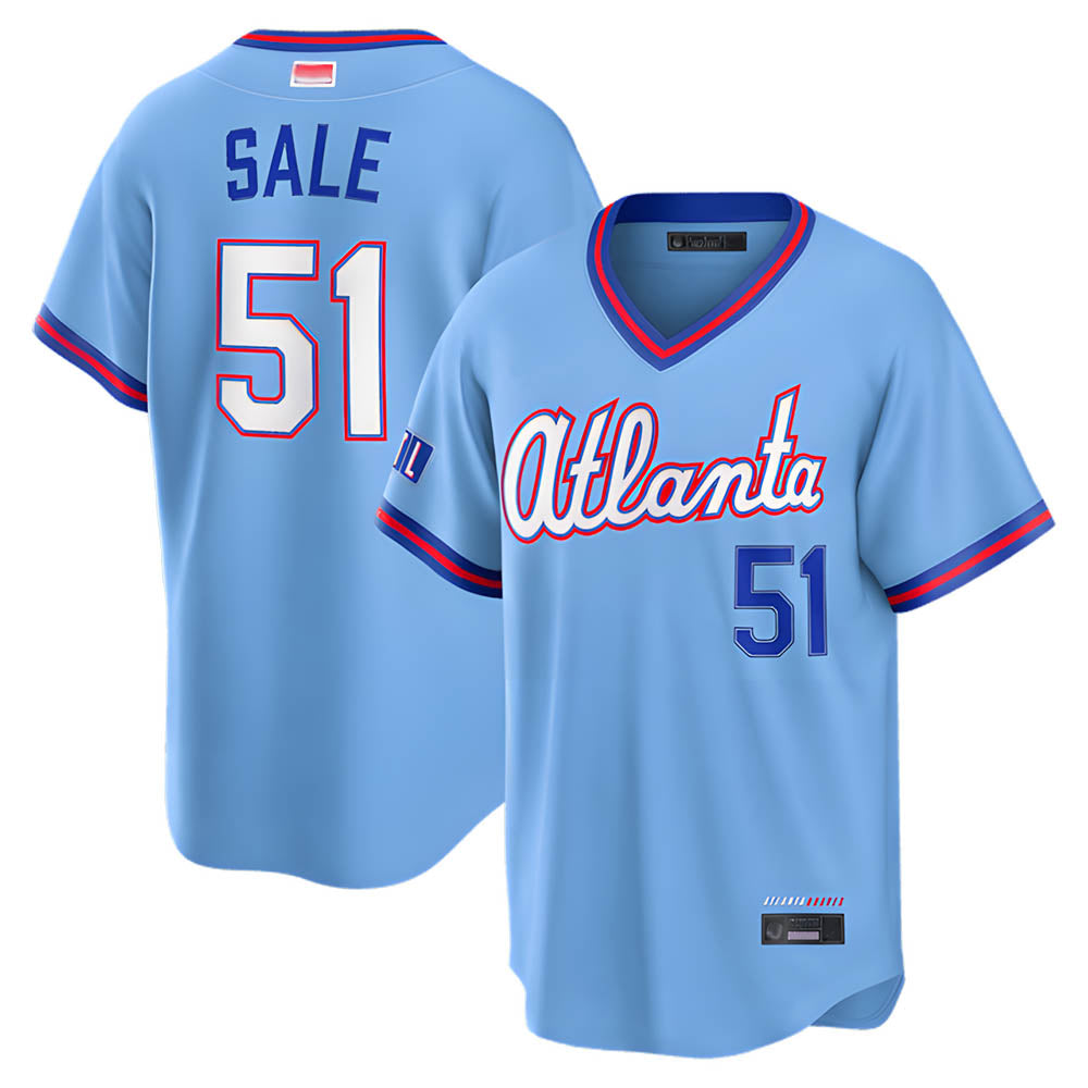 Davalo A.Braves #51 Chris Sale Player Powder Blue 2026 City Connect T shirt Stitched Jerseys