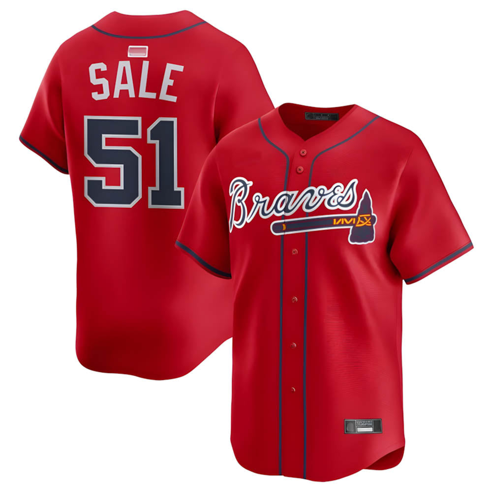 Davalo A.Braves #51 Chris Sale Player Red Alternate Limited Stitched Jerseys