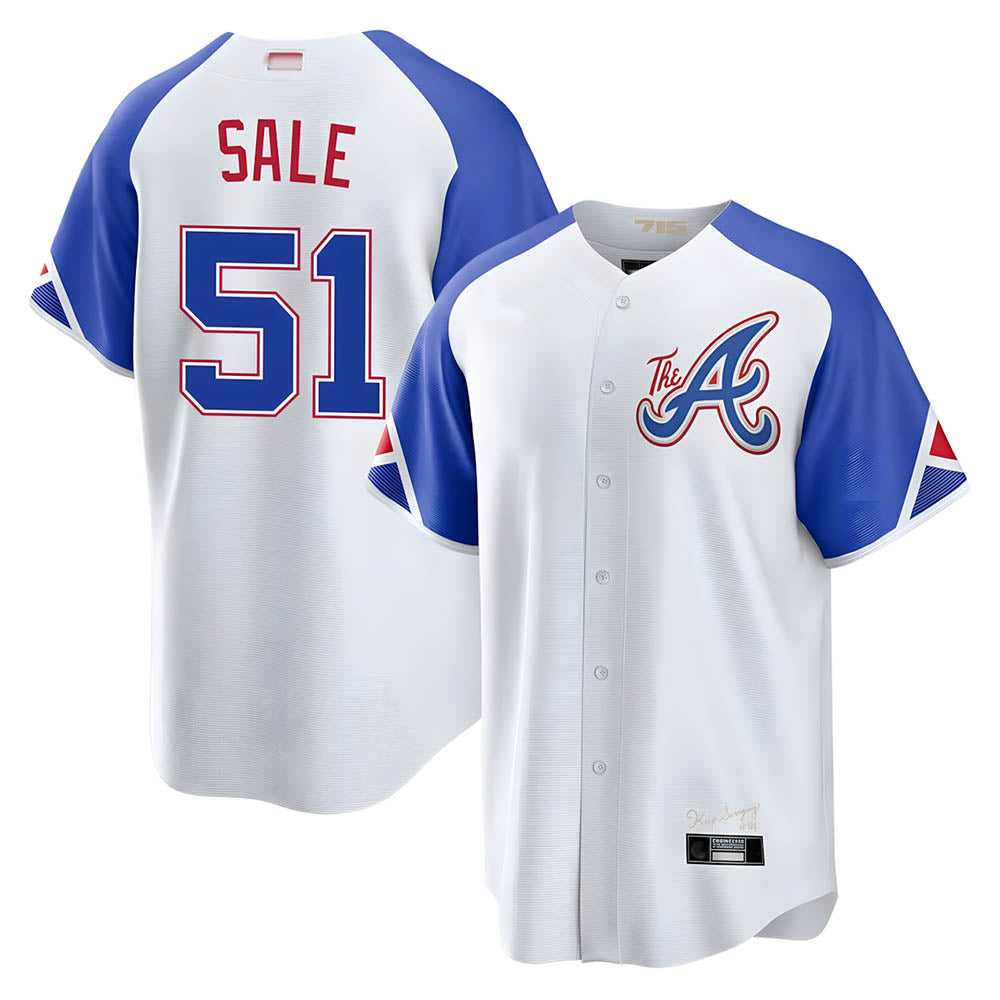 Davalo A.Braves #51 Chris Sale Player White City Connect Limited Stitched Jerseys