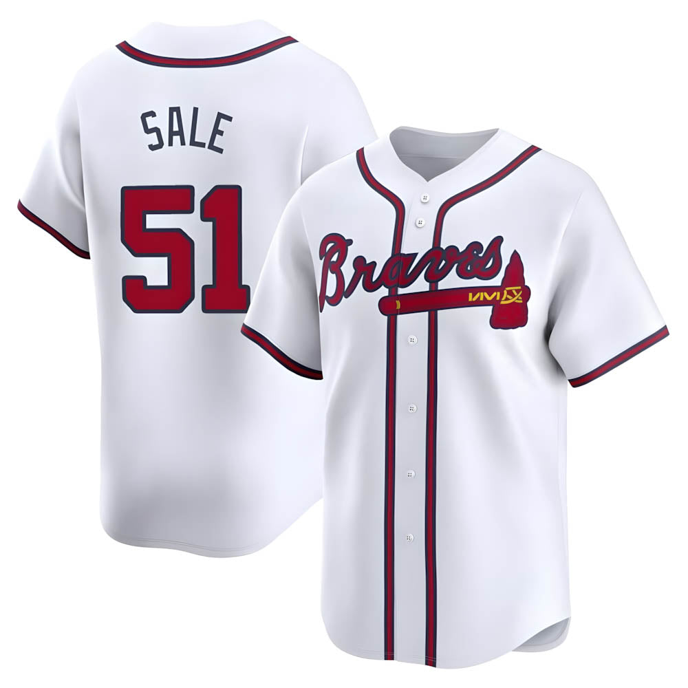 Davalo A.Braves #51 Chris Sale Player White Limited Home Stitched Jerseys