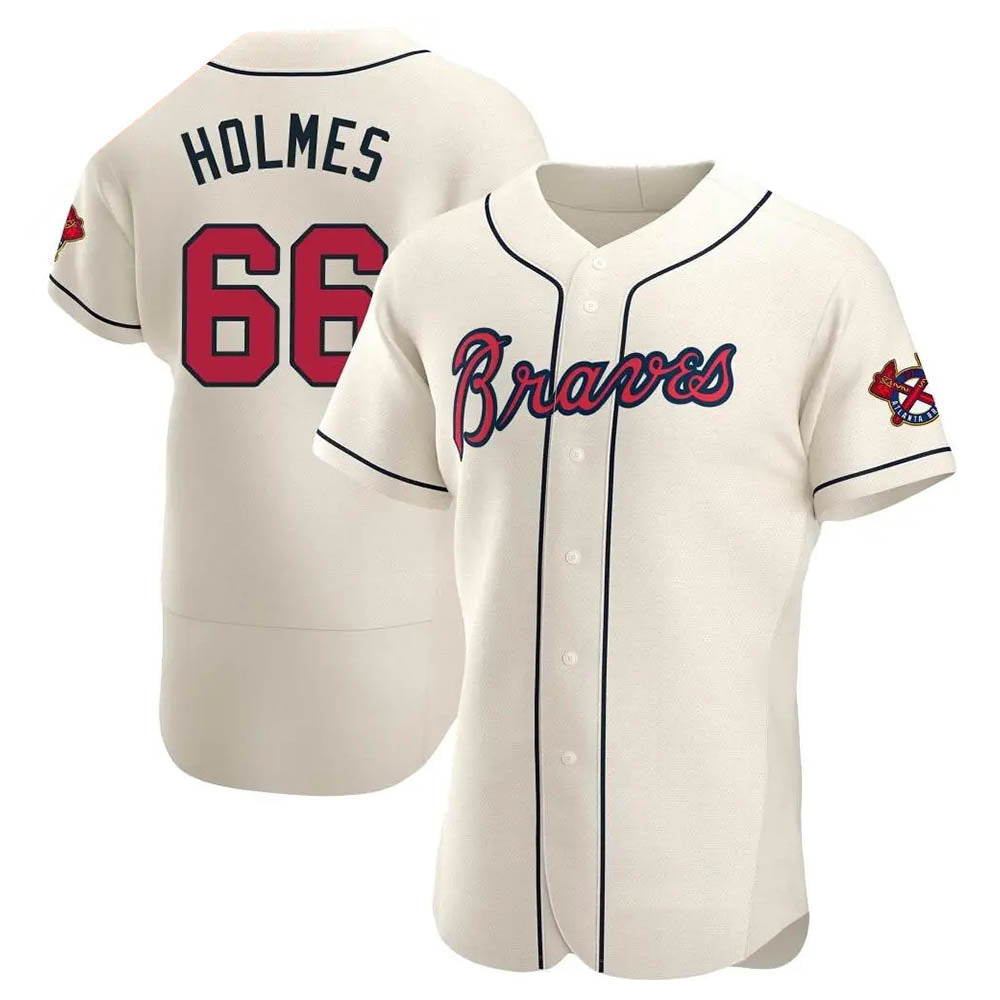Davalo A.Braves #66 Grant Holmes Player Cream Authentic Alternate Stitched Jerseys