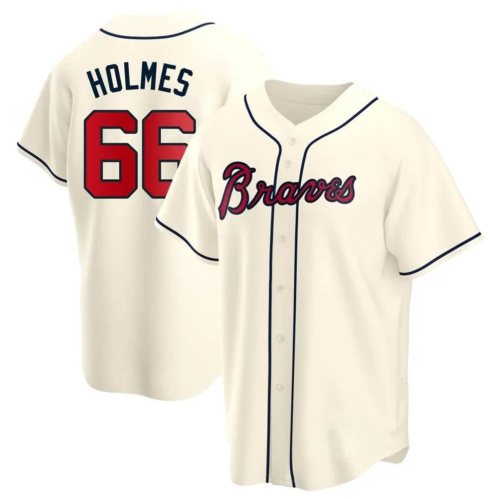 Davalo A.Braves #66 Grant Holmes Player Cream Replica Alternate Stitched Jerseys