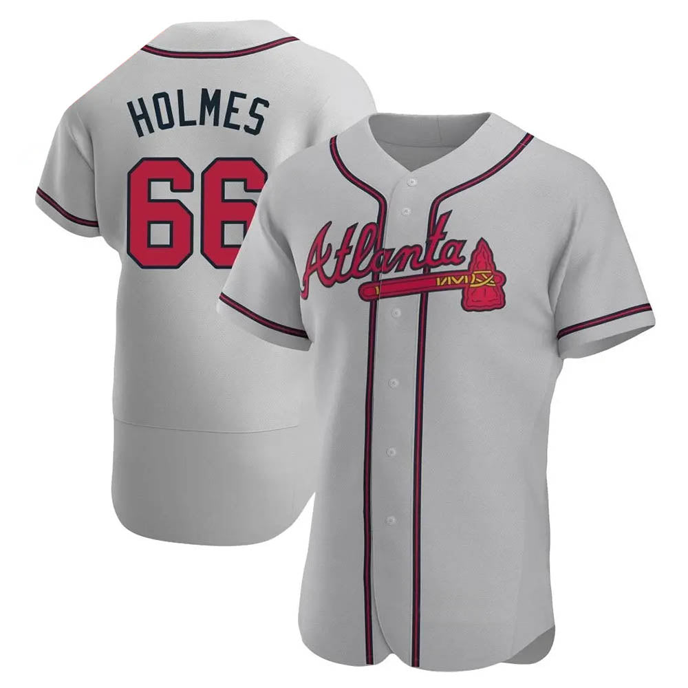 Davalo A.Braves #66 Grant Holmes Player Gray Authentic Road Stitched Jerseys