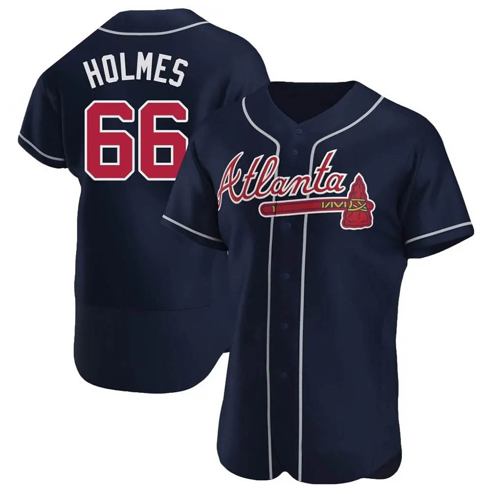 Davalo A.Braves #66 Grant Holmes Player Navy Authentic Alternate Stitched Jerseys