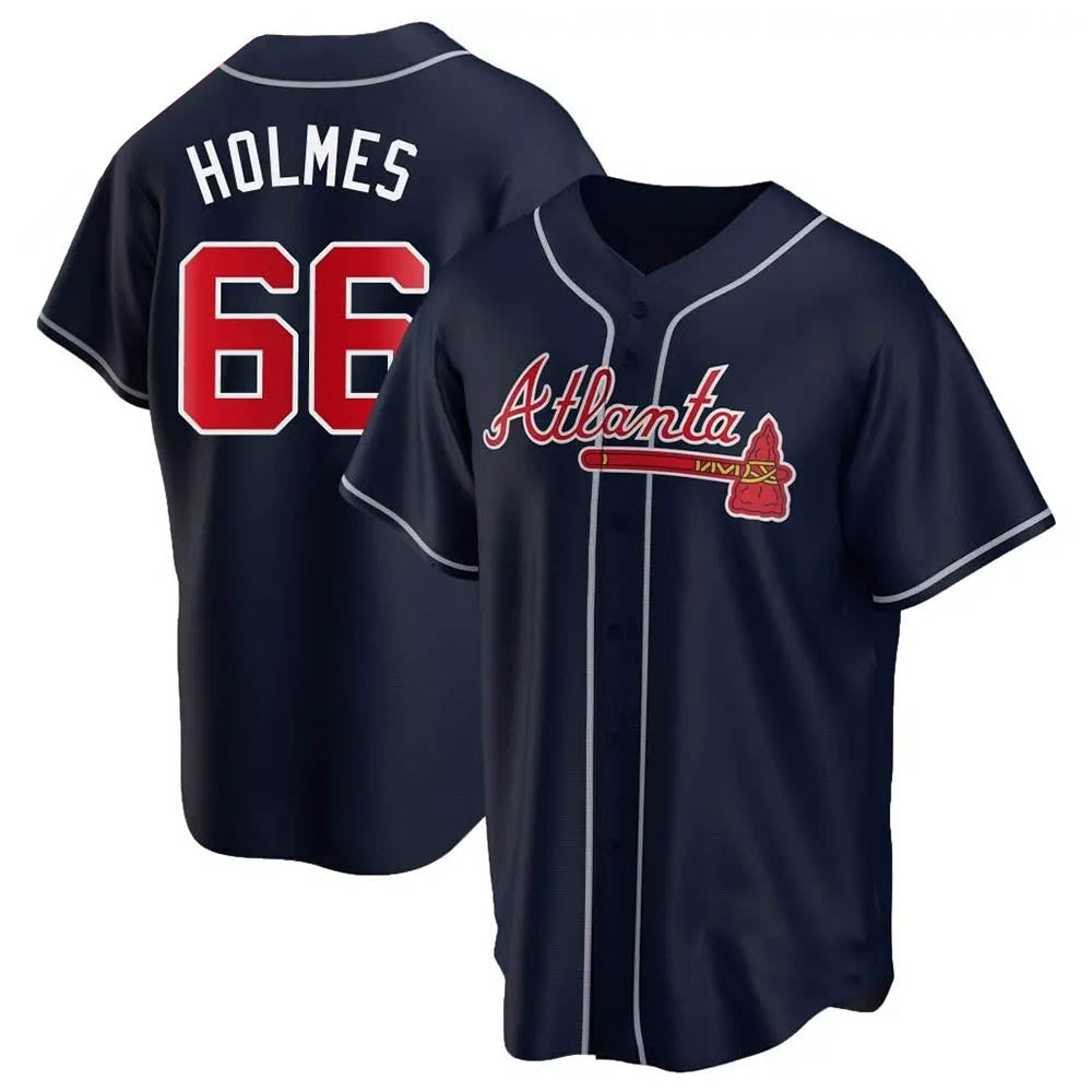Davalo A.Braves #66 Grant Holmes Player Navy Replica Alternate Stitched Jerseys