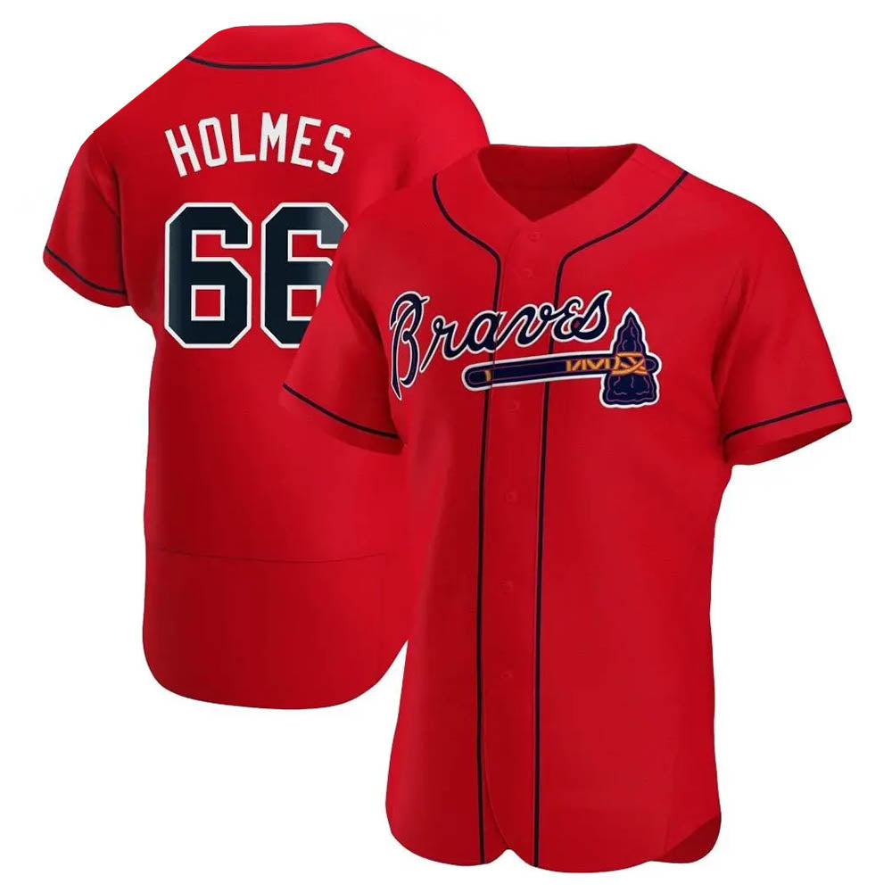 Davalo A.Braves #66 Grant Holmes Player Red Authentic Alternate Stitched Jerseys