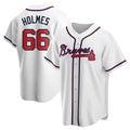 Davalo A.Braves #66 Grant Holmes Player White Replica Home Stitched Jerseys