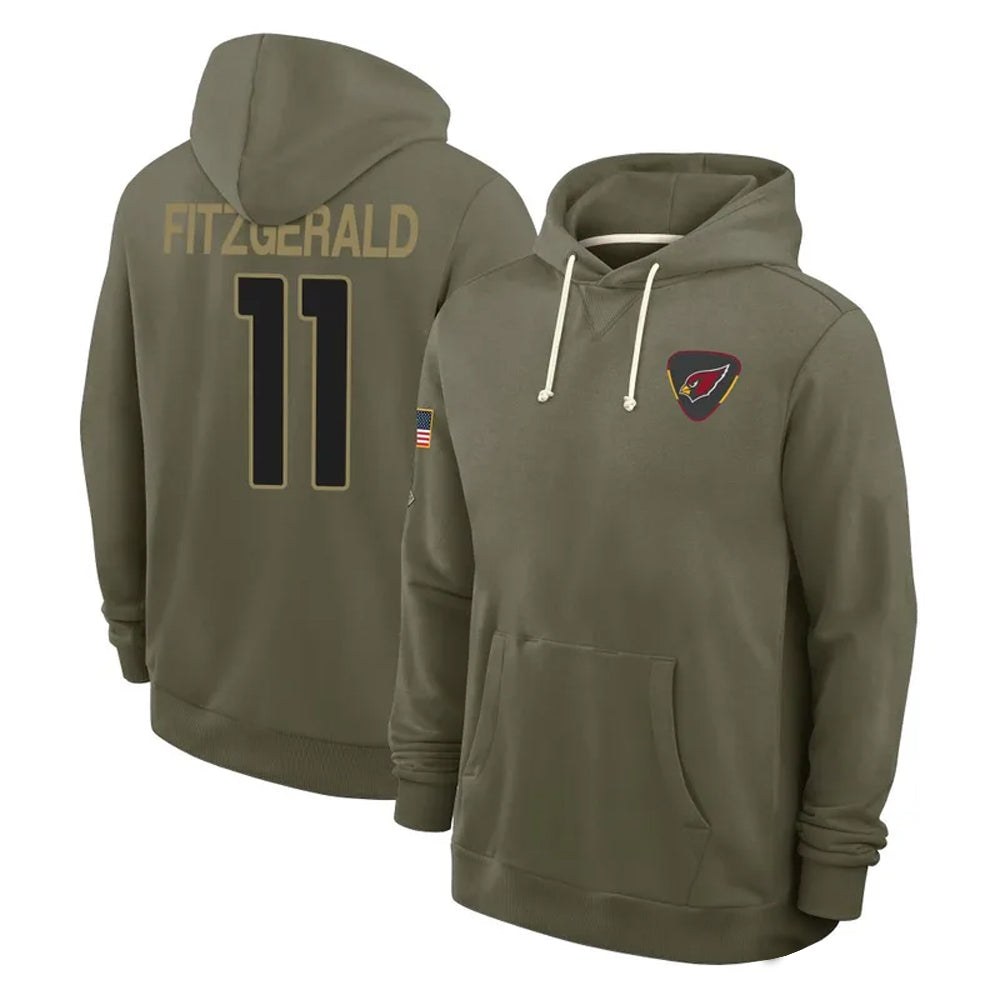 Davalo A.Cardinals #11 Larry Fitzgerald Player Olive Salute to Service Hoodies Stitched Jerseys