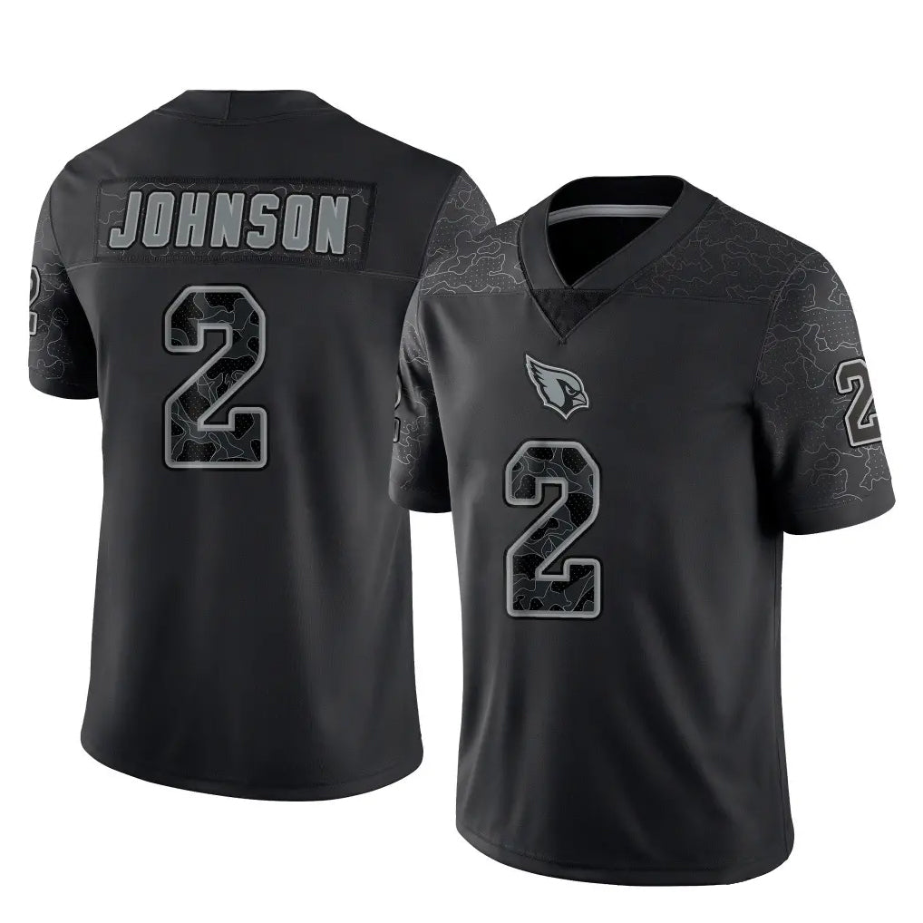 Davalo A.Cardinals #2 Will Johnson Player Black RFLCTV Limited Home Game Stitched Jerseys