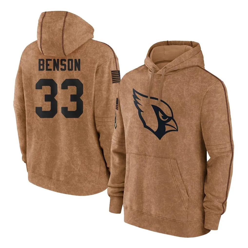 Davalo A.Cardinals #33 Trey Benson Player Brown Salute To Service Limited Hoodies Stitched Jerseys