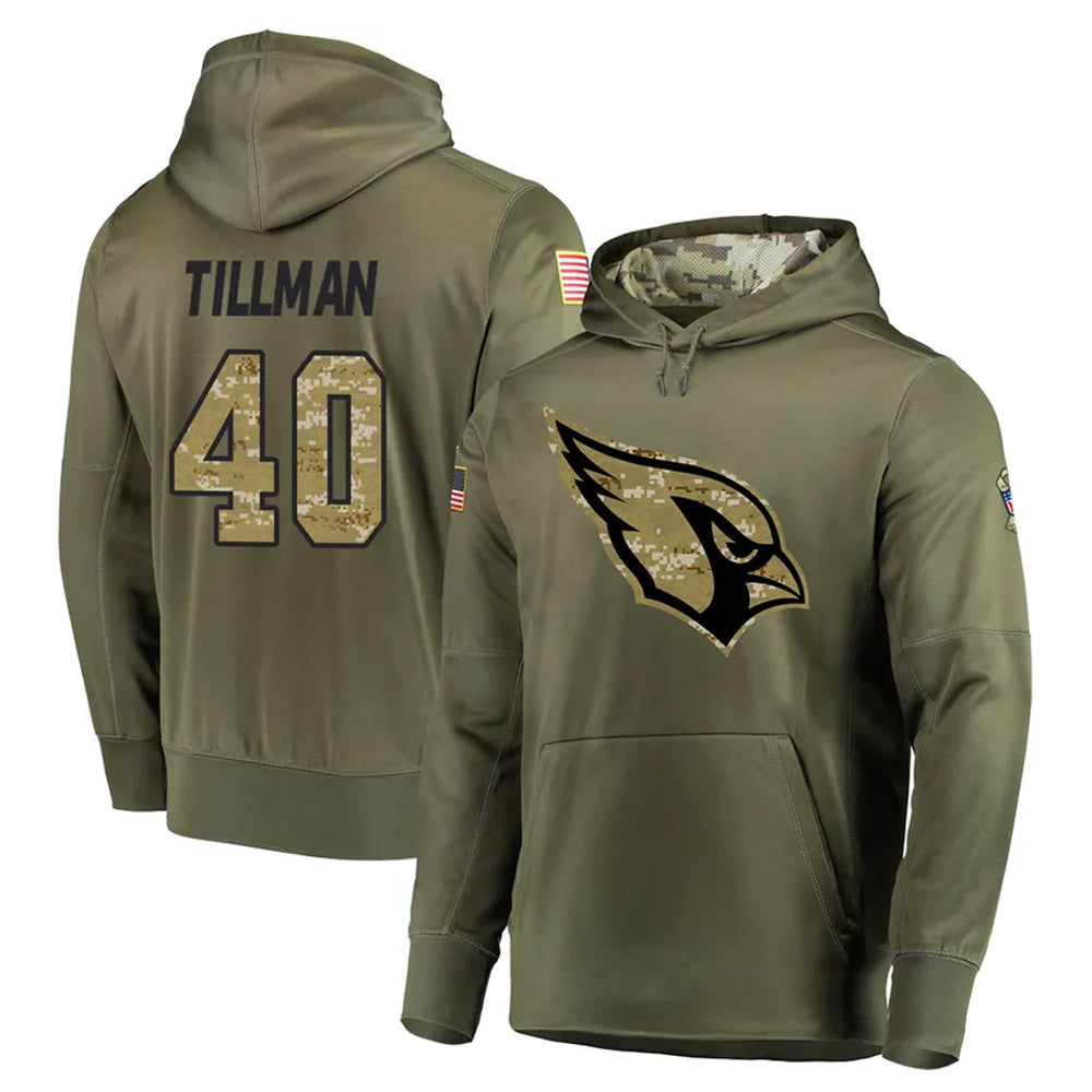 Davalo A.Cardinals #40 Pat Tillman Player Olive Salute to Service Limited Hoodie Jerseys