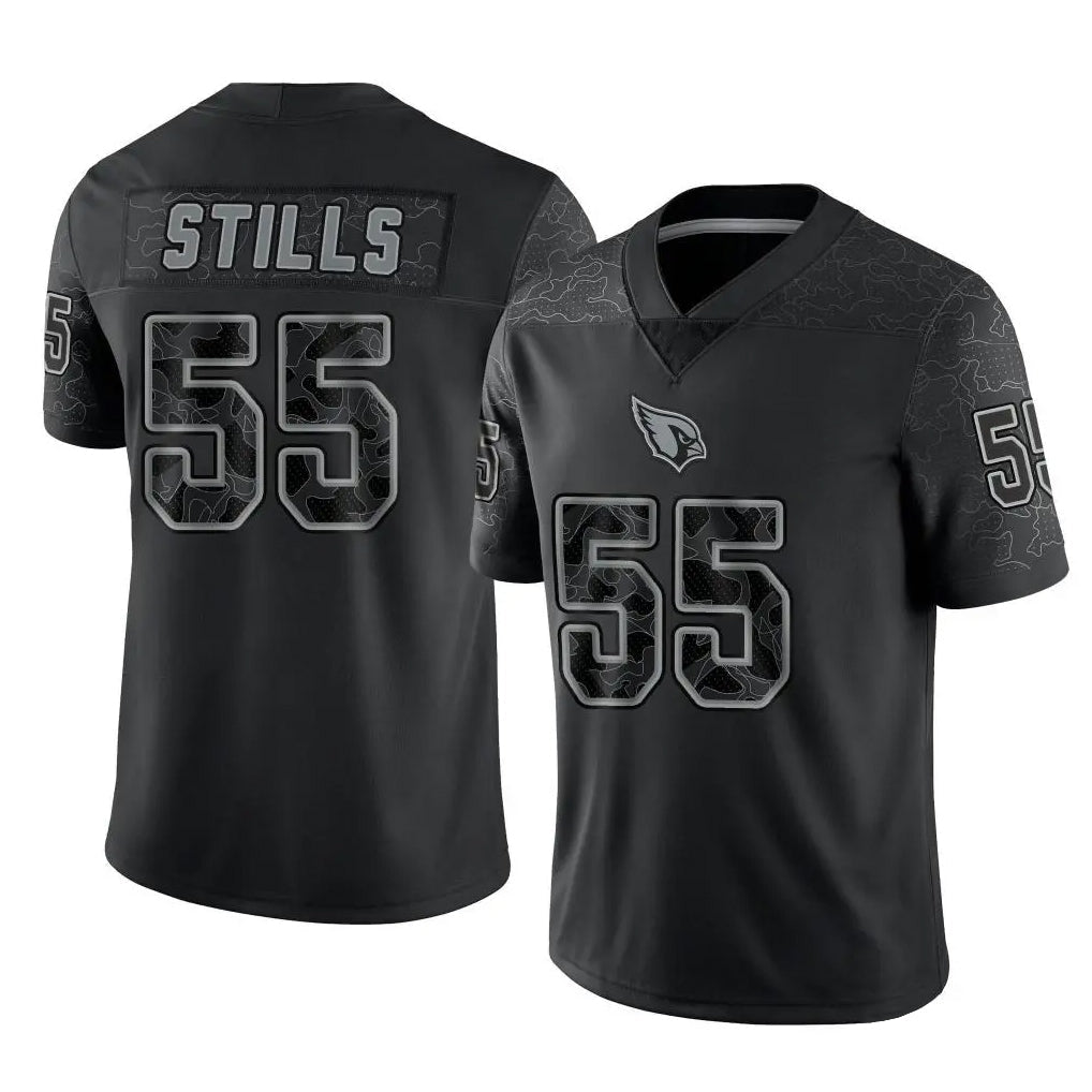 Davalo A.Cardinals #55 Dante Stills Player Black RFLCTV Limited Home Game Stitched Jerseys