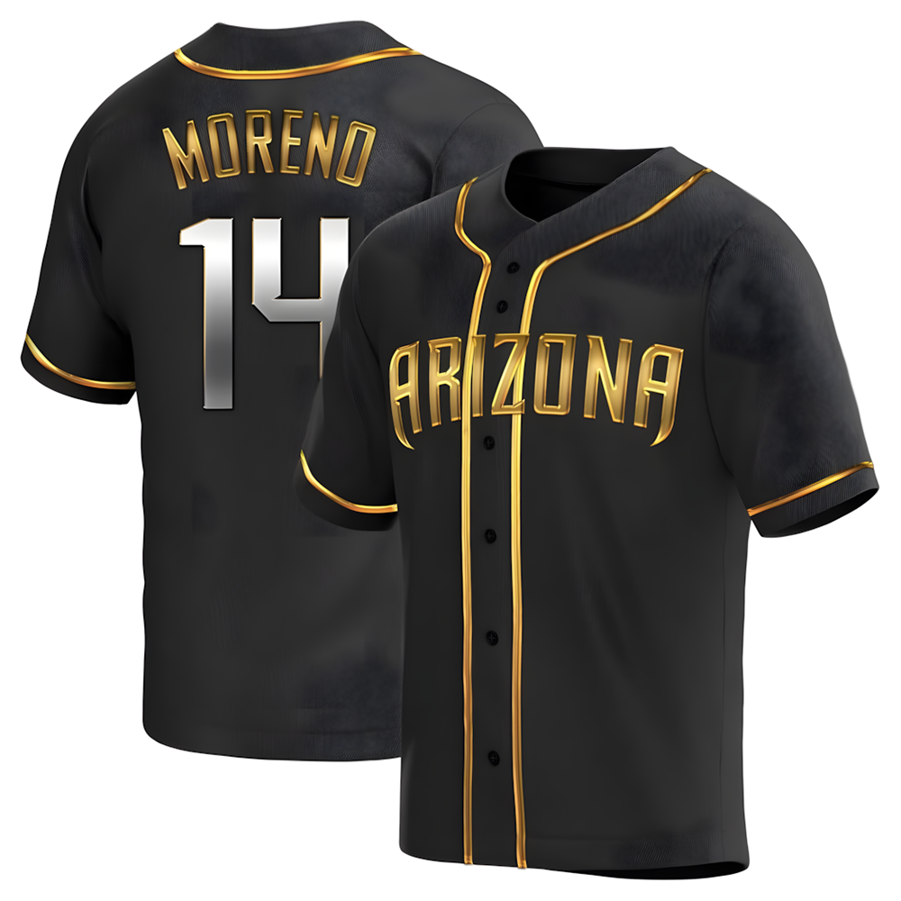 Davalo A.Diamondbacks #14 Gabriel Moreno Player Black Golden Replica Alternate Stitched Jerseys