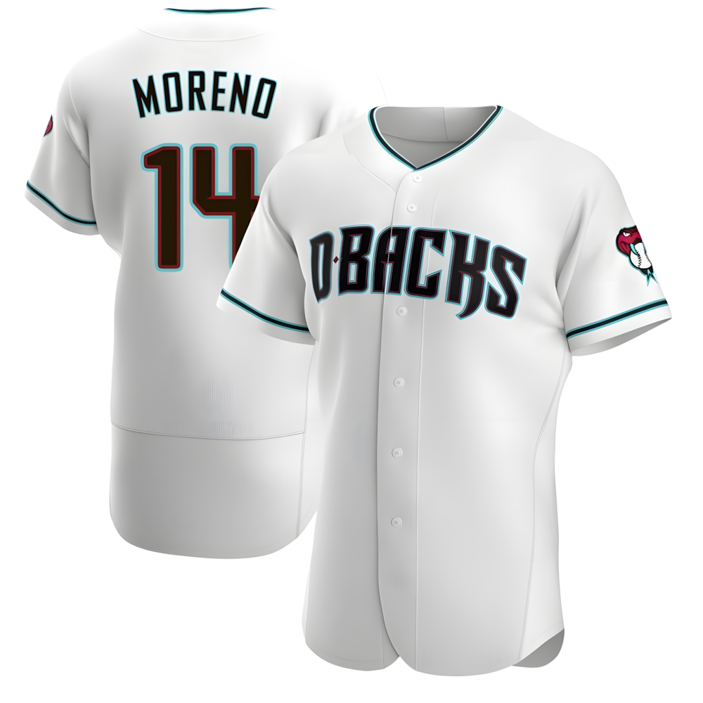 Davalo A.Diamondbacks #14 Gabriel Moreno Player White Teal Alternate Stitched Jerseys
