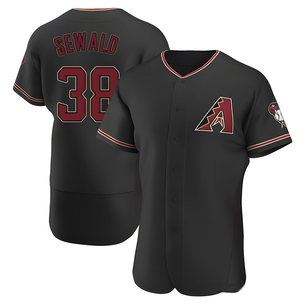 Davalo A.Diamondbacks #38 Paul Sewald Player  Black Alternate Authentic Stitched Jersey