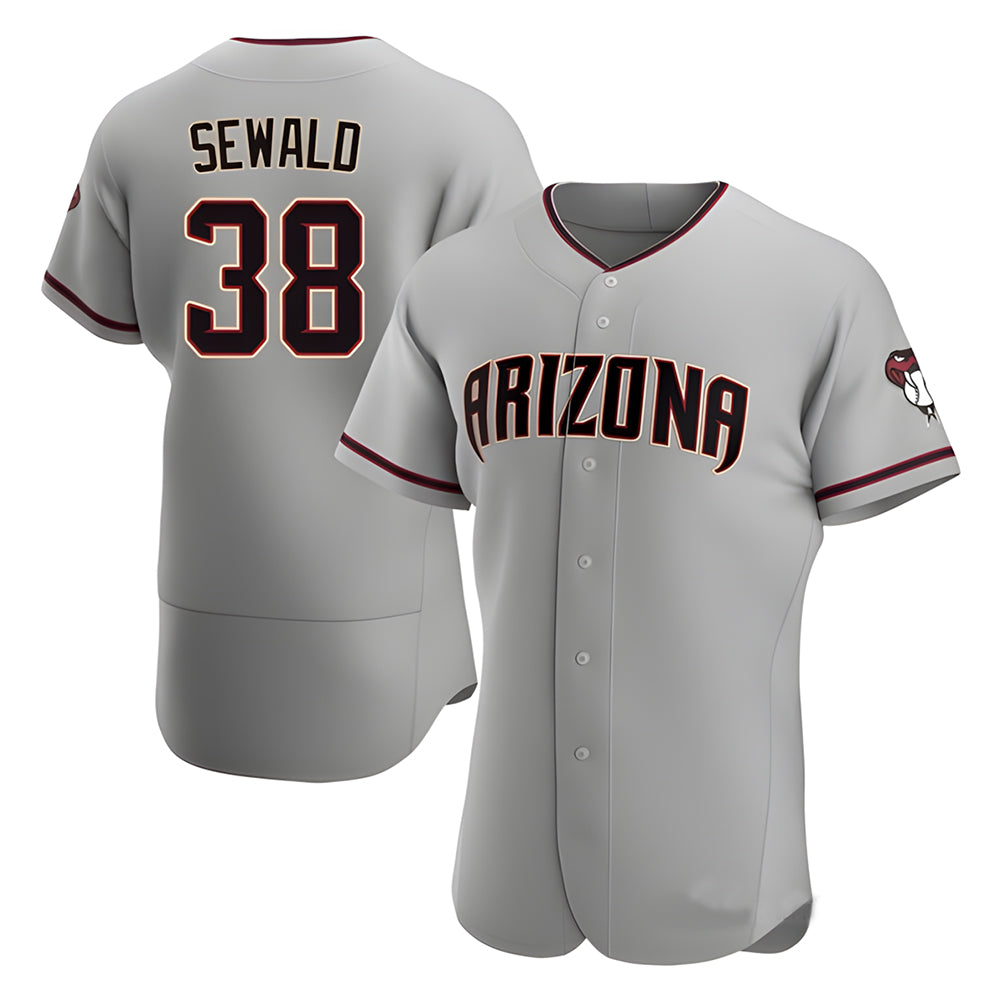 Davalo A.Diamondbacks #38 Paul Sewald Player Gray Authentic Road Stitched Jersey