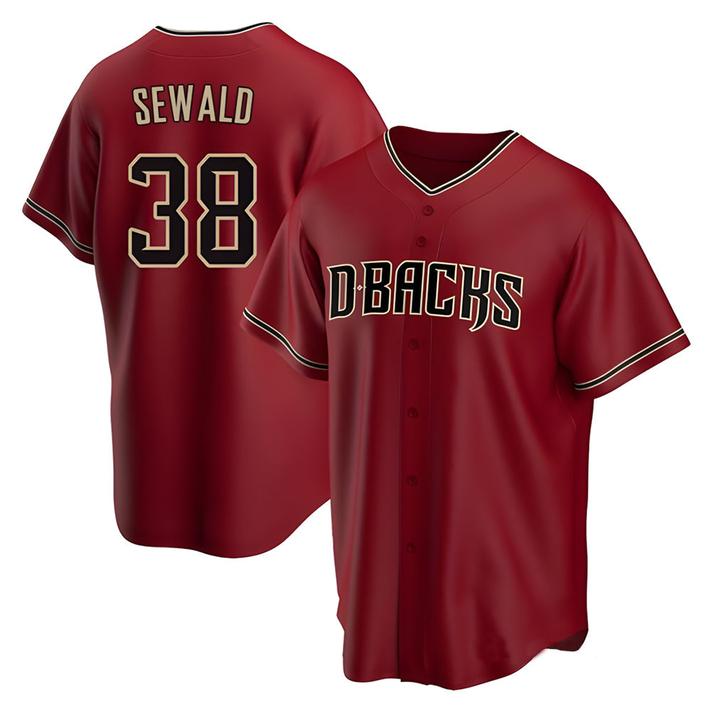 Davalo A.Diamondbacks #38 Paul Sewald Player Red Alternate Replica Stitched Jersey