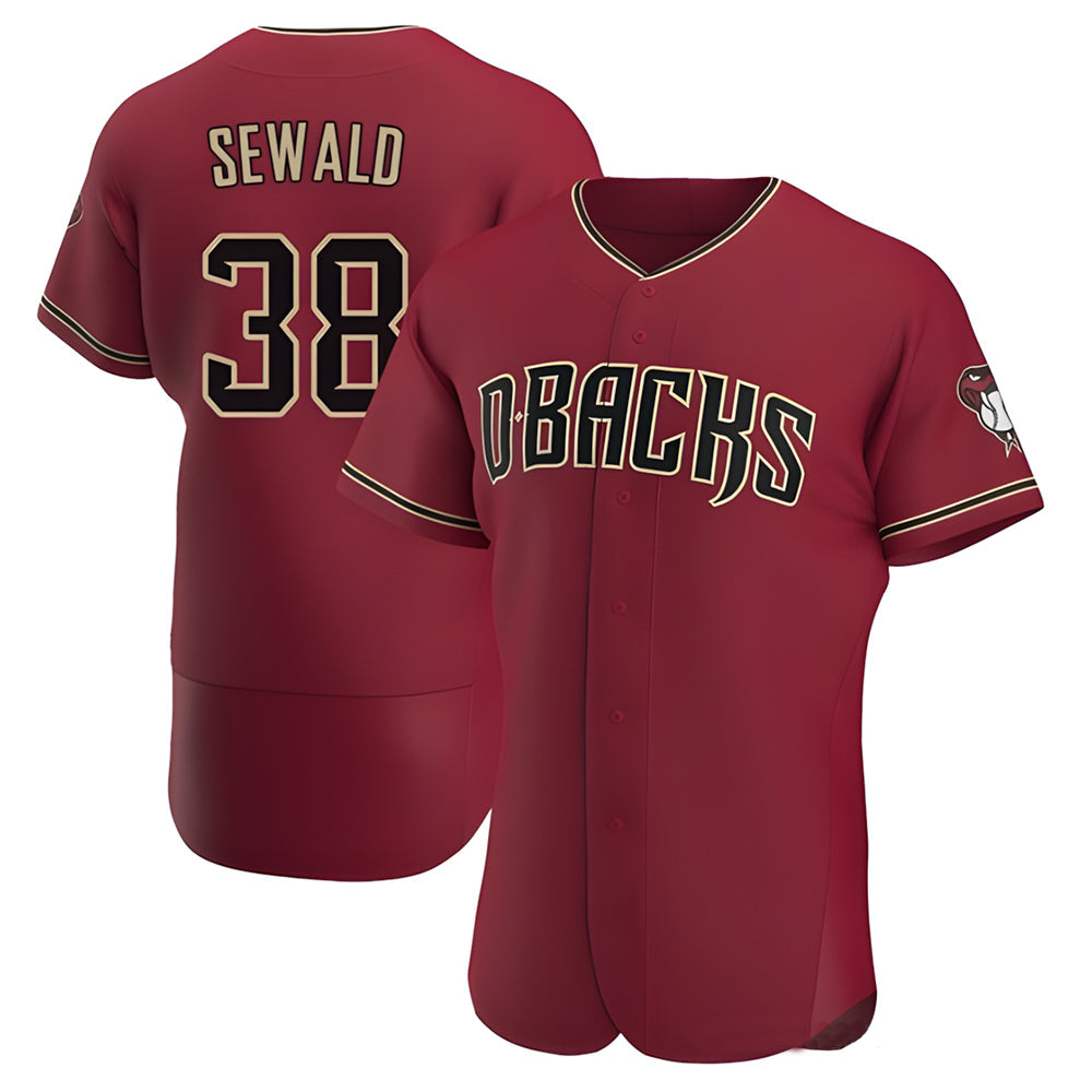 Davalo A.Diamondbacks #38 Paul Sewald Player Red Crimson Alternate Stitched Jersey