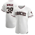 Davalo A.Diamondbacks #38 Paul Sewald Player White Authentic Crimson Home Stitched Jersey