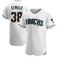 Davalo A.Diamondbacks #38 Paul Sewald Player White Teal Authentic Alternate Stitched Jersey