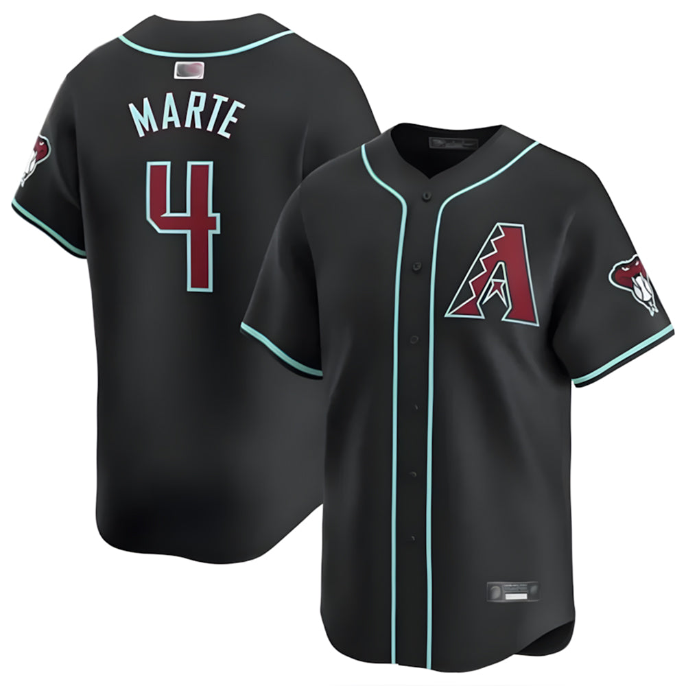 Davalo A.Diamondbacks #4 Ketel Marte Player Black Replica Game Stitched Jerseys