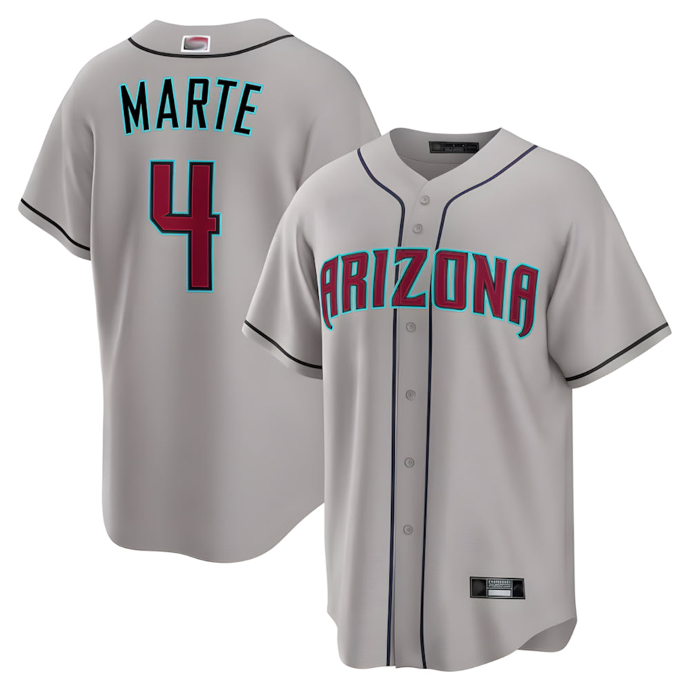 Davalo A.Diamondbacks #4 Ketel Marte Player Gray Home Game Stitched Jerseys