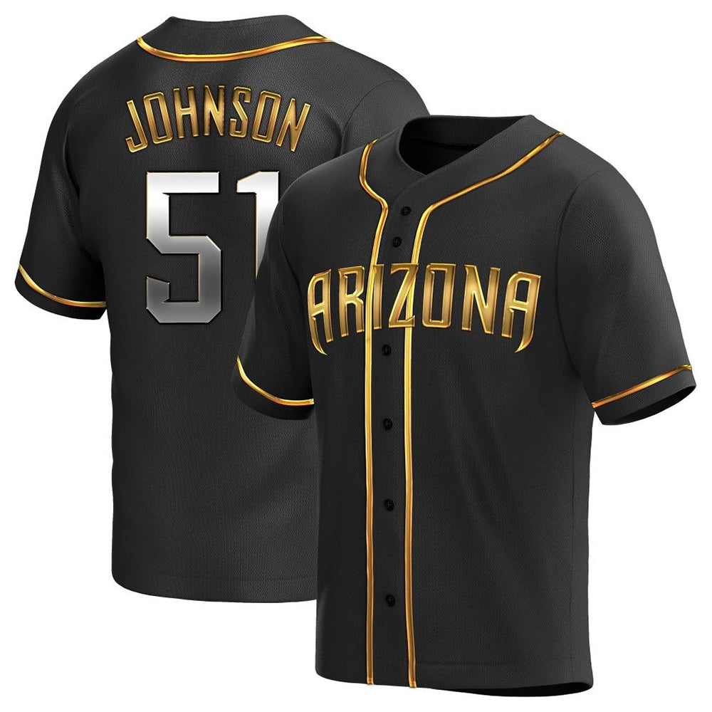 Davalo A.Diamondbacks #51 Randy Johnson Player Black Golden Replica Alternate Stitched Jerseys
