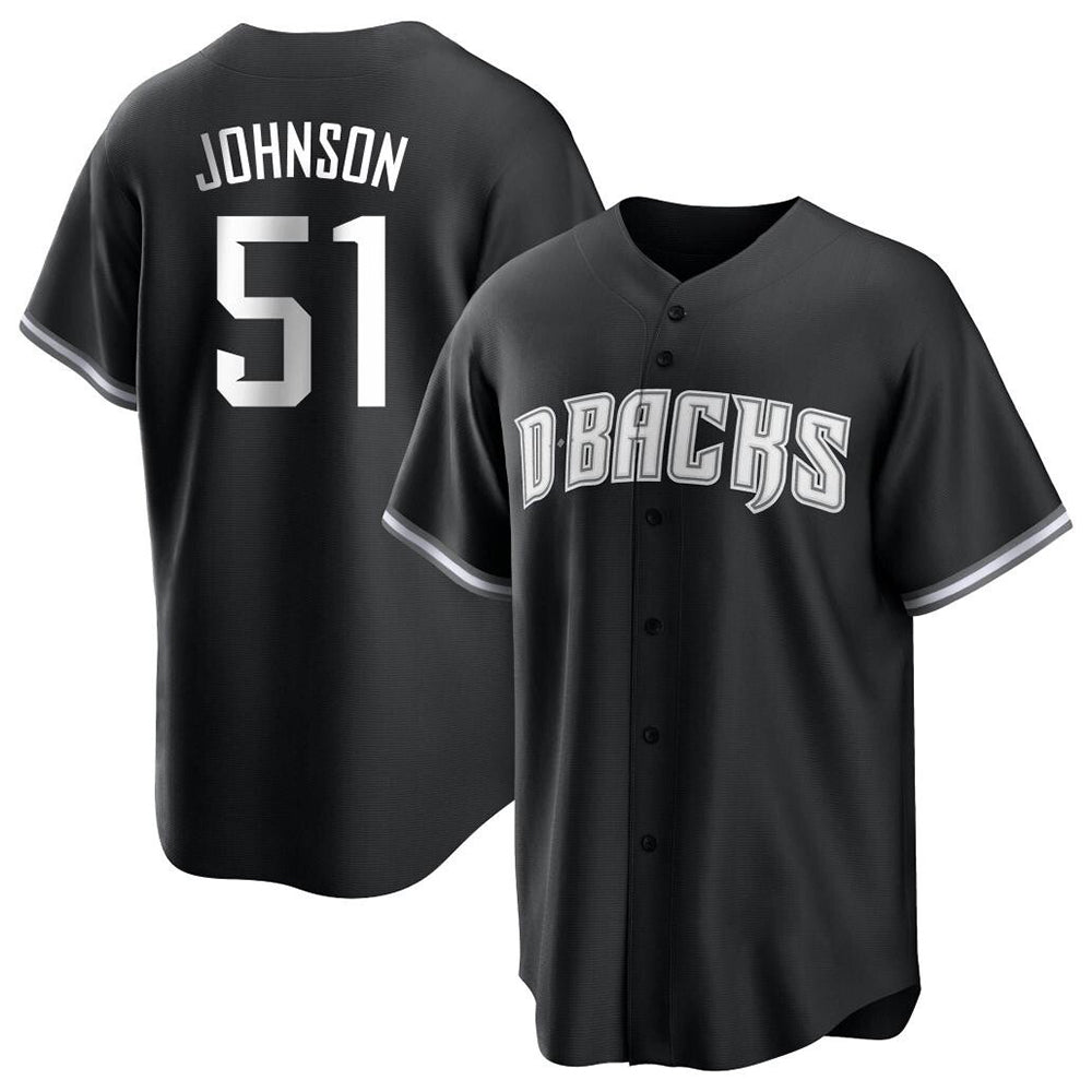 Davalo A.Diamondbacks #51 Randy Johnson Player Black White Replica Alternate Stitched Jerseys
