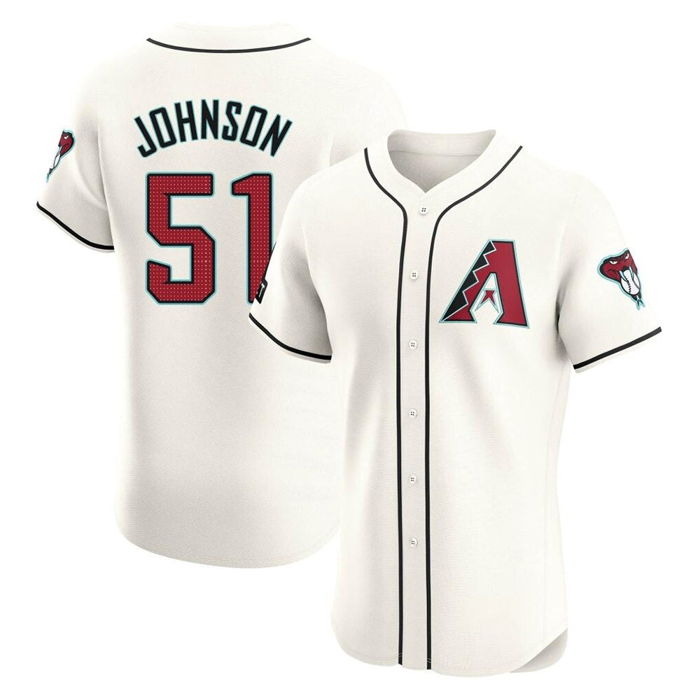 Davalo A.Diamondbacks #51 Randy Johnson Player Cream Elite Home Patch Stitched Jerseys