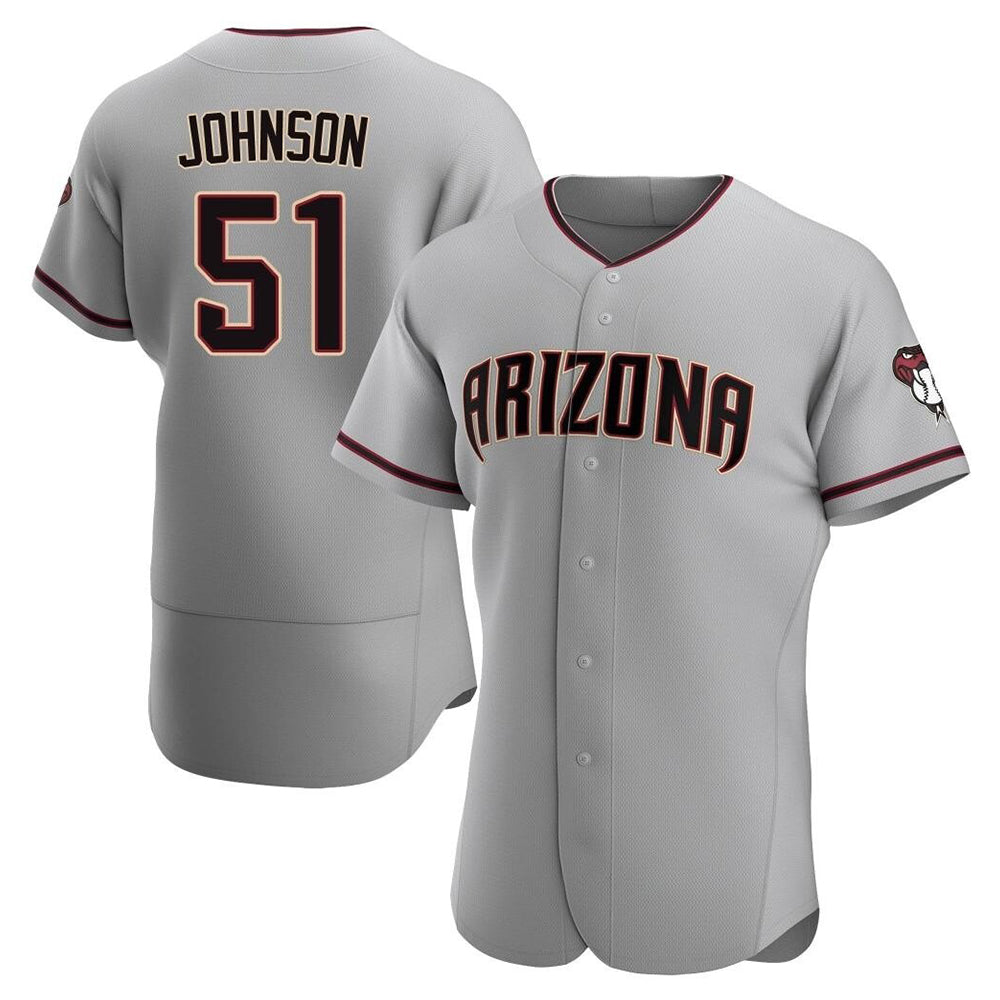 Davalo A.Diamondbacks #51 Randy Johnson Player Gray Authentic Road Stitched Jerseys