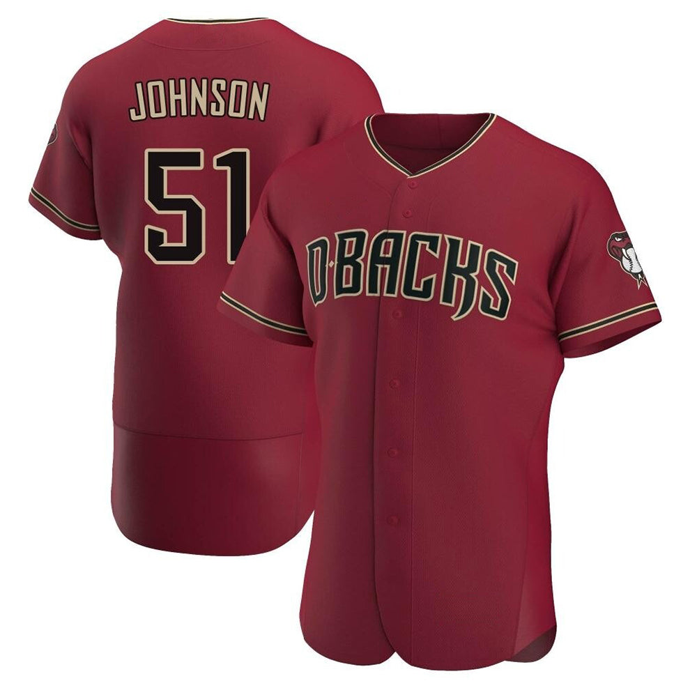 Davalo A.Diamondbacks #51 Randy Johnson Red Authentic Crimson Alternate Stitched Jerseys