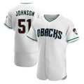 Davalo A.Diamondbacks #51 Randy Johnson White Teal Alternate Authentic Stitched Jerseys