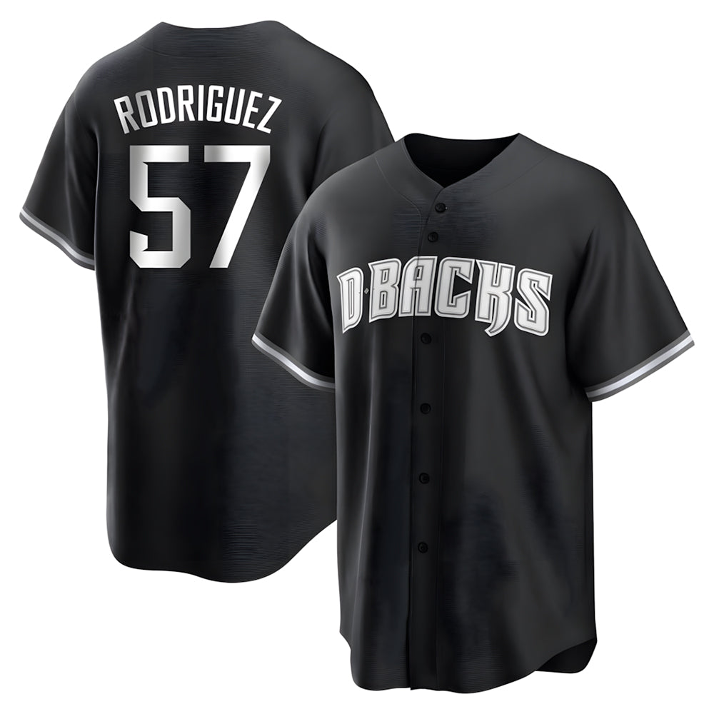 Davalo A.Diamondbacks #57 Eduardo Rodriguez Player Black White Replica Alternate Stitched Jersey
