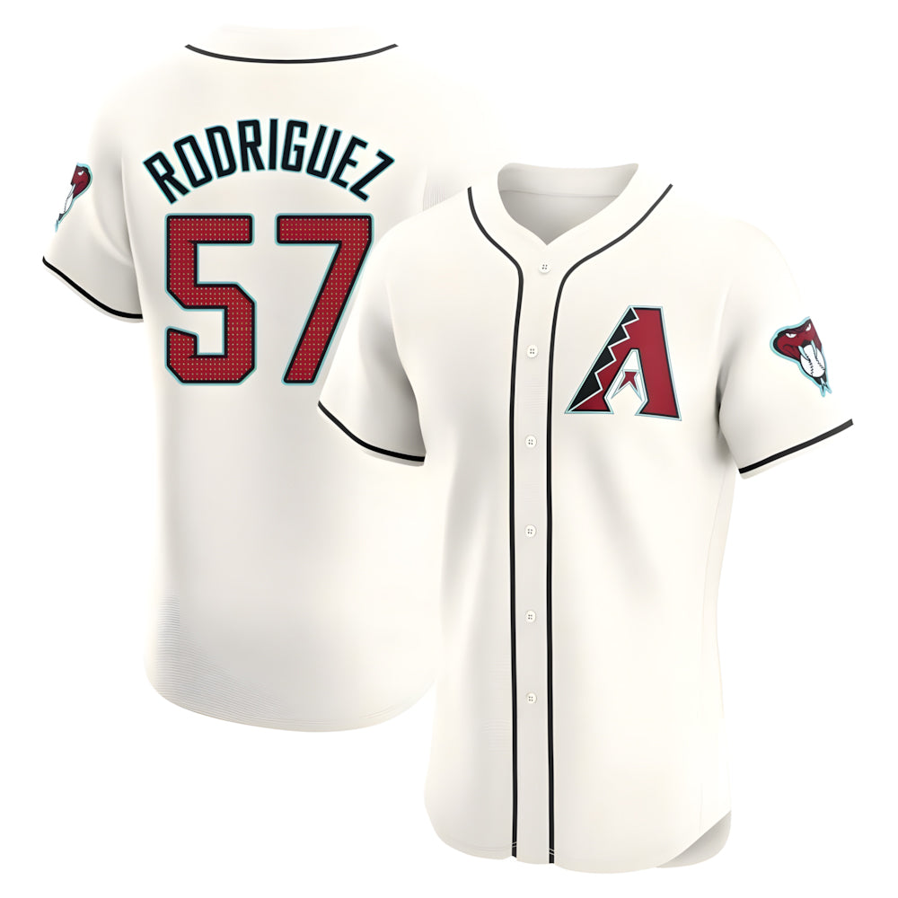 Davalo A.Diamondbacks #57 Eduardo Rodriguez Player Cream Elite Home Stitched Jersey