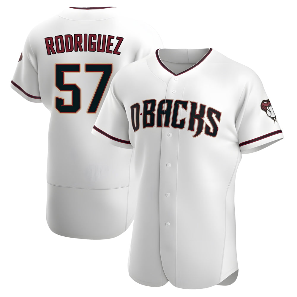Davalo A.Diamondbacks #57 Eduardo Rodriguez Player White Crimson Home Stitched Jersey