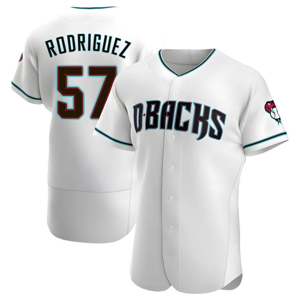 Davalo A.Diamondbacks #57 Eduardo Rodriguez Player White Teal Alternate Stitched Jersey