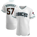 Davalo A.Diamondbacks #57 Eduardo Rodriguez Player White Teal Alternate Stitched Jersey