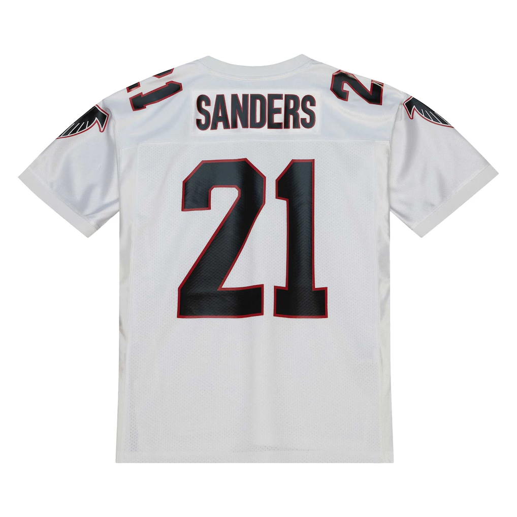 Davalo A.Falcons 1991 #21 Deion Sanders Mitchell & Ness White Authentic Throwback Retired Player Stitched Puhic Jersey