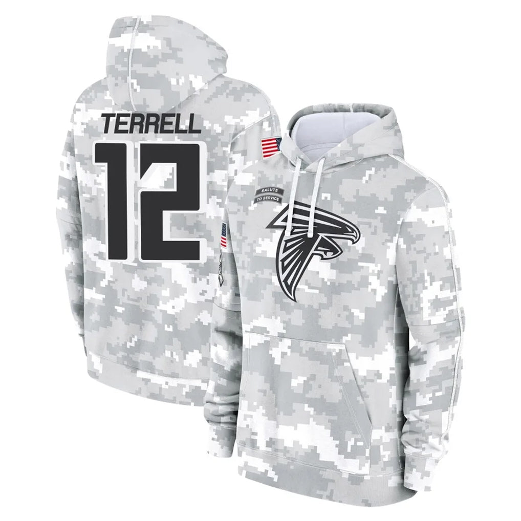 Davalo A.Falcons #12 Avieon Terrell Player Arctic Camo Salute to Service Limited Hoodie Stitched Jerseys