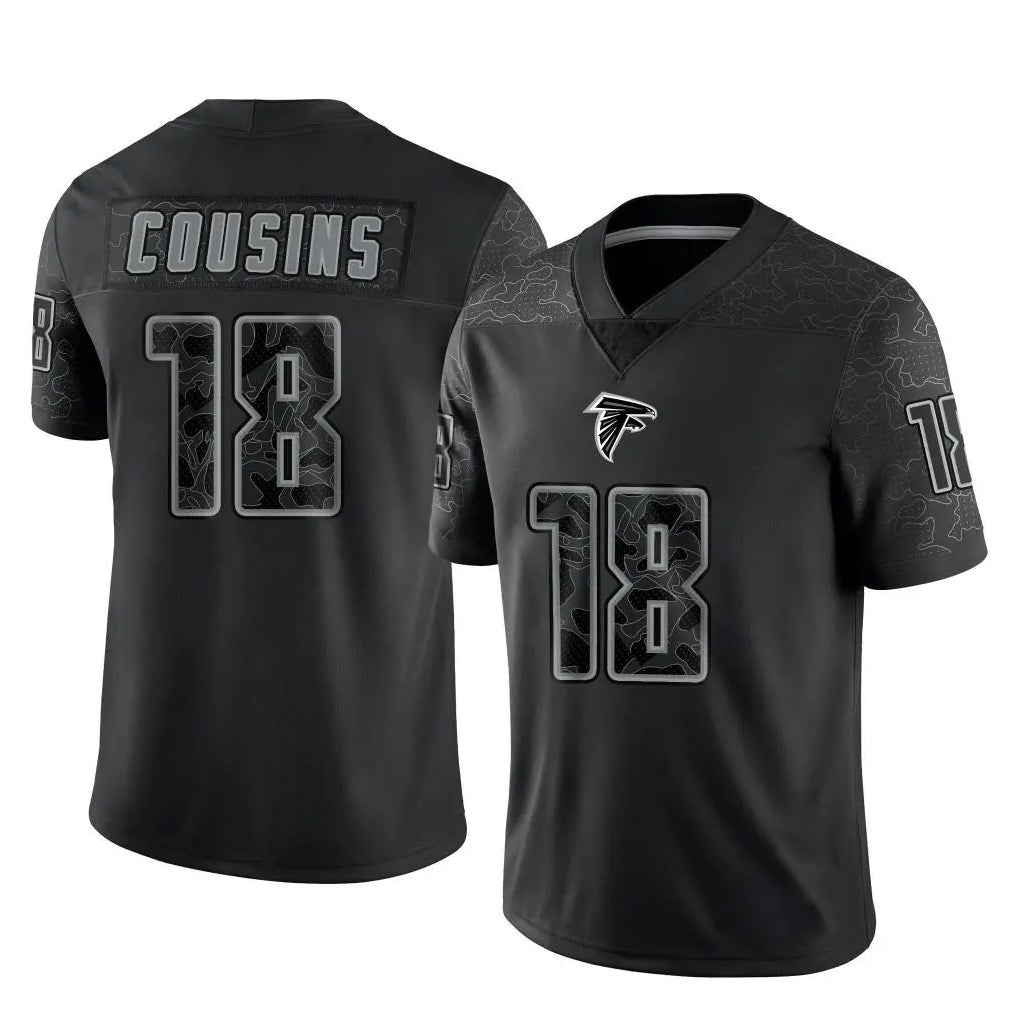 Davalo A.Falcons #18 Kirk Cousins Player Black RFLCTV Limited Stitched Jerseys