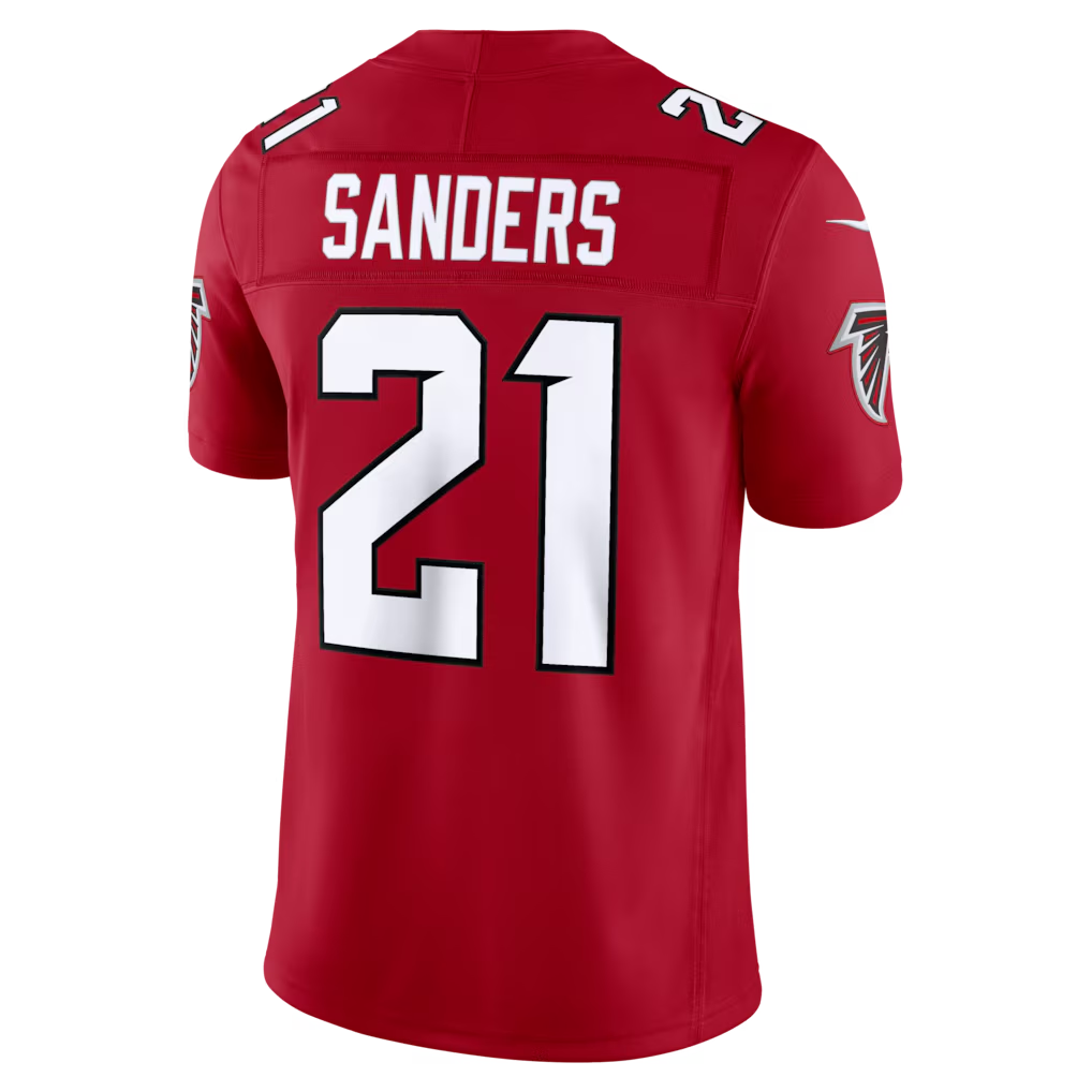Davalo A.Falcons #21 Deion Sanders Red Vapor F.U.S.E. Stitched Retired Limited Stitched Jerseys