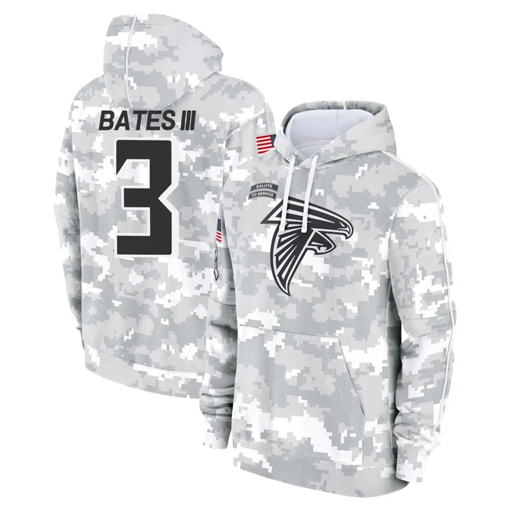 Davalo A.Falcons #3 Jessie Bates III Player Camo Arctic Salute to Service Hoodies Limited Stitched Jerseys