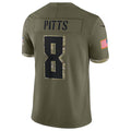 Davalo A.Falcons #8 Kyle Pitts Sr. Player Olive Salute To Service Limited Stitched Jerseys