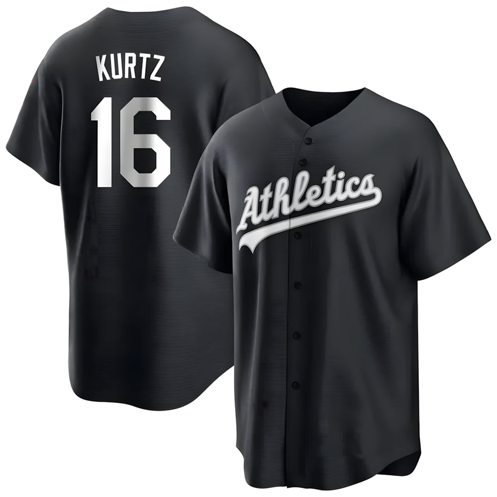 Davalo Athletics #16 Nick Kurtz Player Black Game Stitched Jerseys