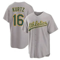 Davalo Athletics #16 Nick Kurtz Player Gray Home Game Stitched Jerseys