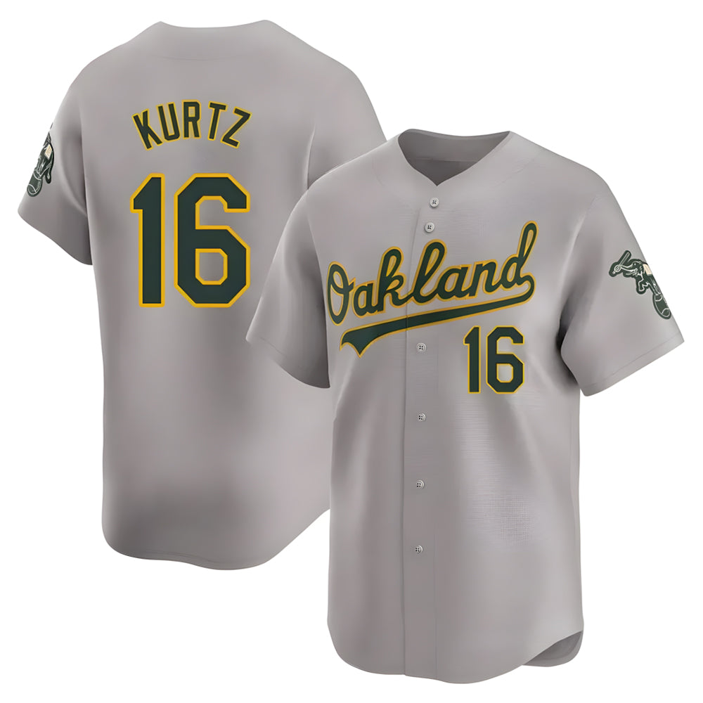 Davalo Athletics #16 Nick Kurtz Player Grey Home Limited Stitched Jerseys