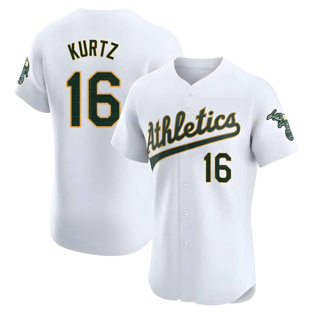 Davalo Athletics #16 Nick Kurtz Player White Elite Road Stitched Jerseys