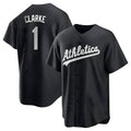 Davalo Athletics #1 Denzel Clarke player Black&White Replica Stitched Jersey