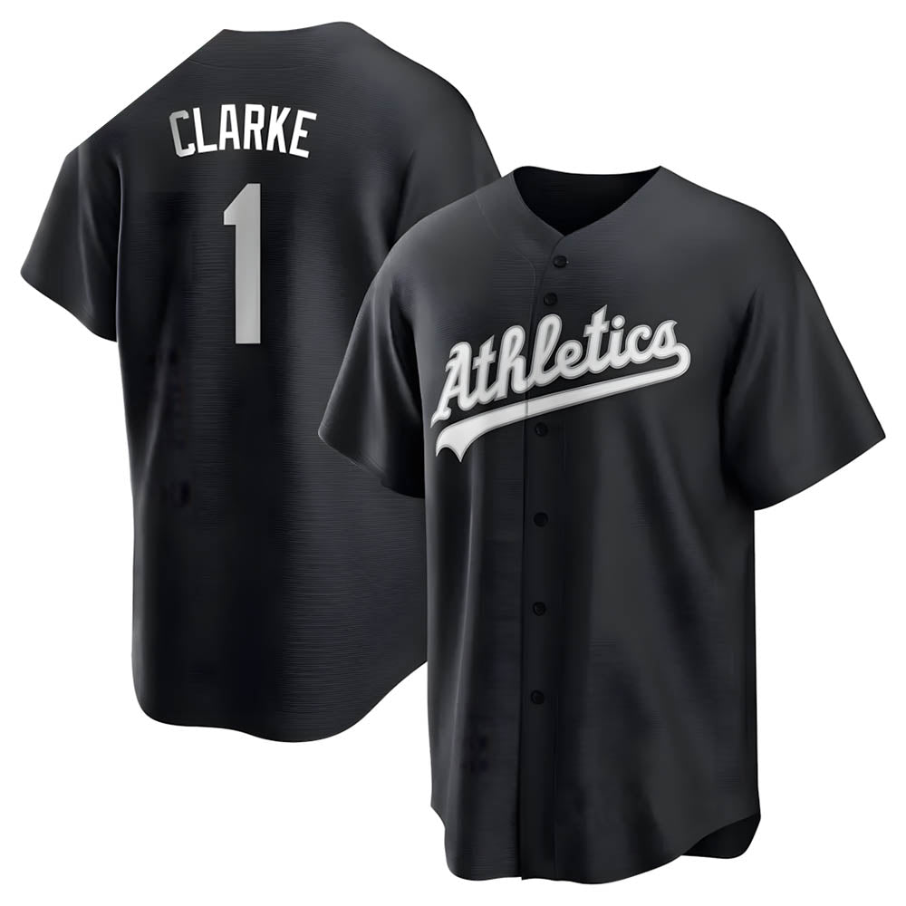 Davalo Athletics #1 Denzel Clarke player Black&White Replica Stitched Jersey