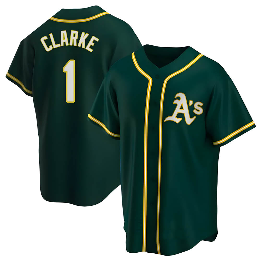 Davalo Athletics #1 Denzel Clarke player Green Replica Alternate Stitched Jersey